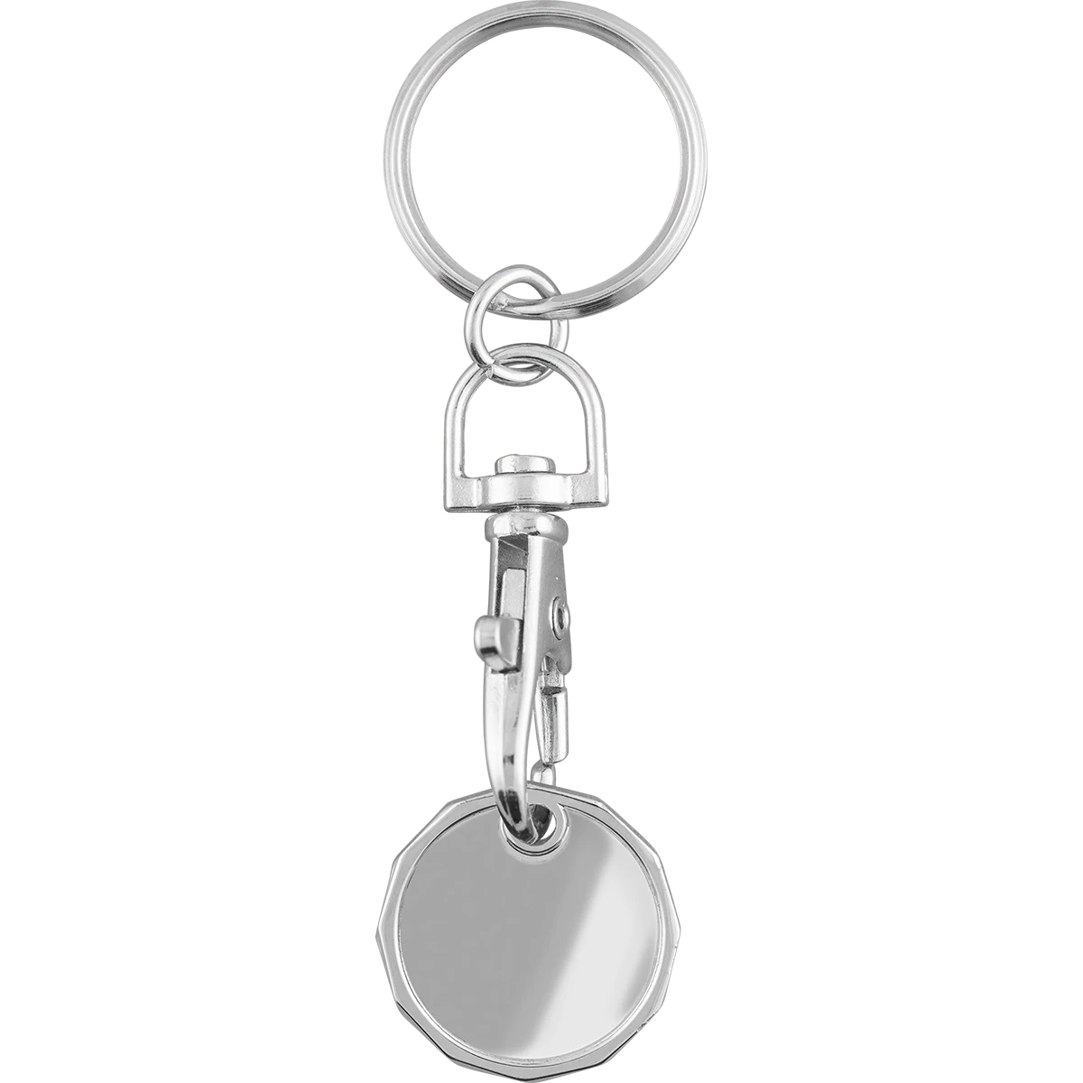 Trolley Coin (Pound) - 1 Side Recessed with Keyring